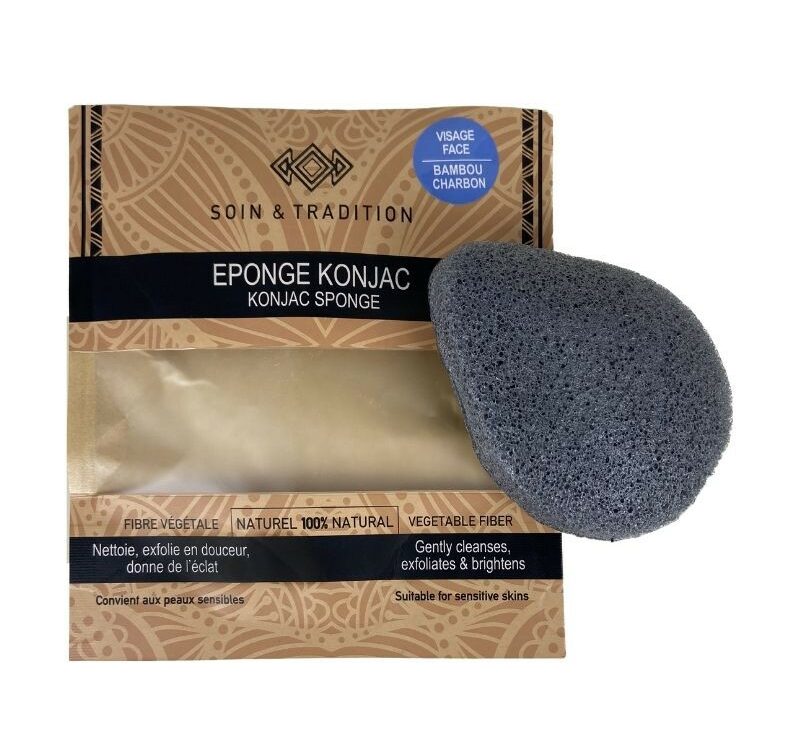 Eponge Konjac Visage Bambou Charbon Soin et Tradition